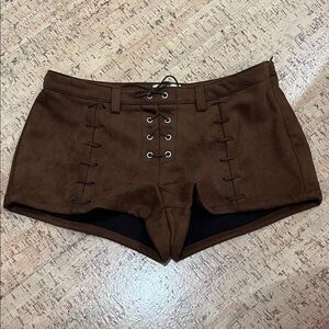 Brown Lace-Up Women’s Shorts- Stagecoach